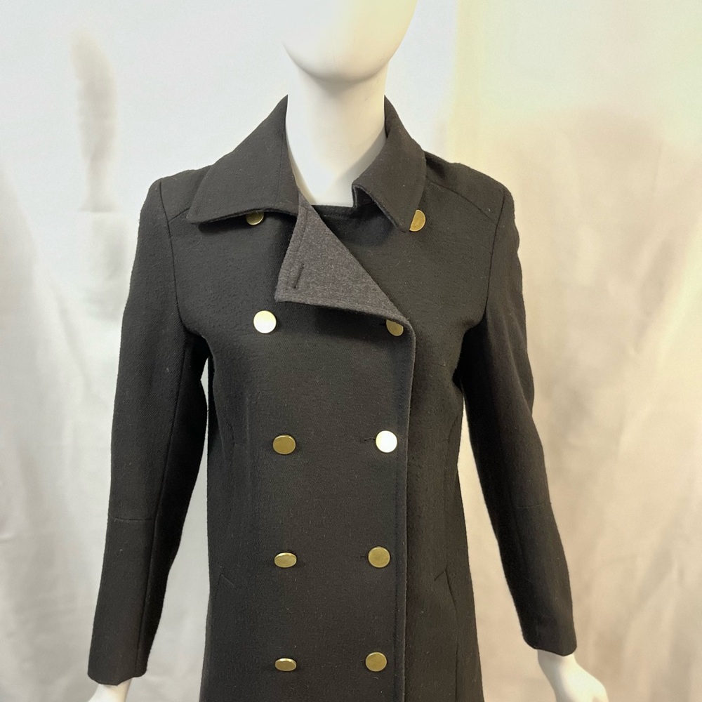 Women's Double-Breasted Wool Black Pea Coat H&M - Picture 3 of 10